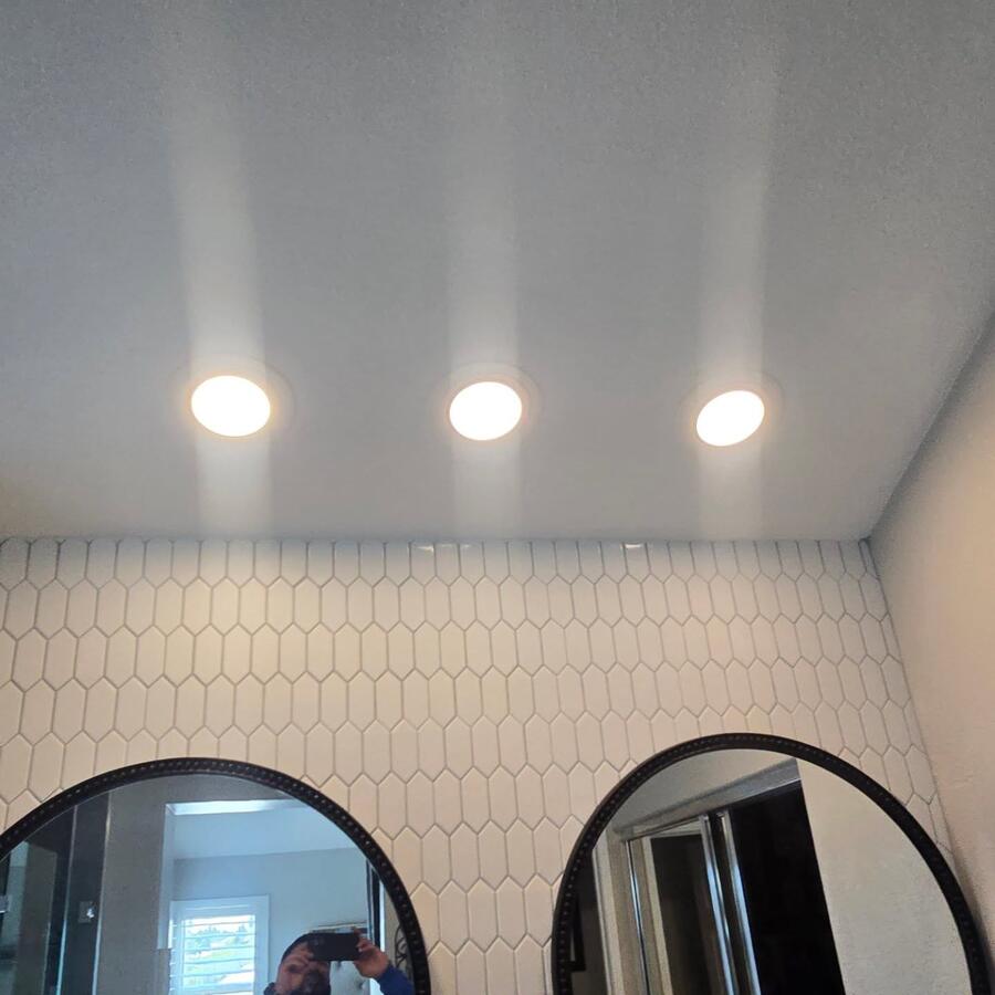 Recessed lighting in a bathroom remodel